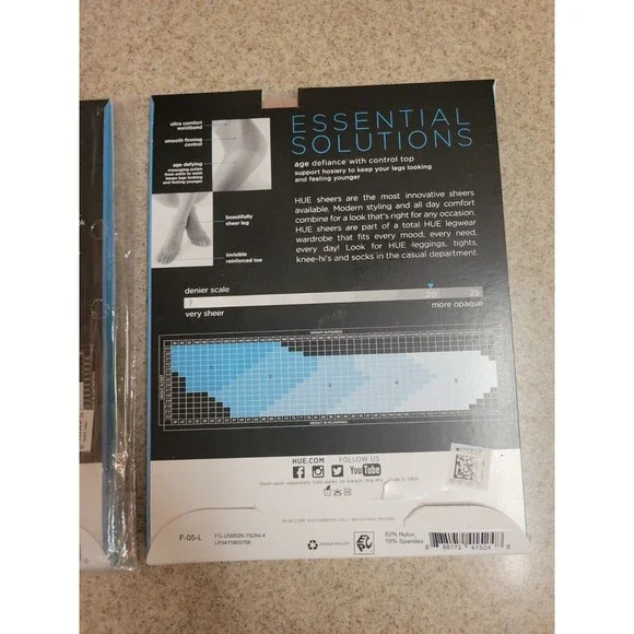 VTG Hue Essential Solutions Control Natural Pantyhose 5992N & 16286 SZ 4 NIP - Picture 6 of 11